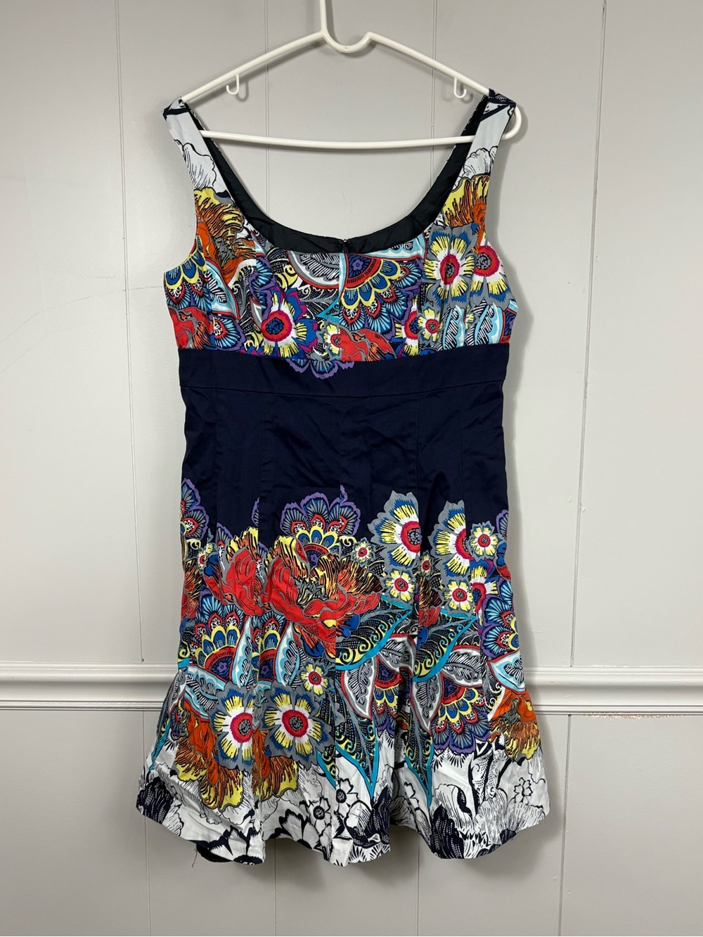Nine West Multicolor Sleeveless Floral Swing Dress 14P Petite Office Spring Cute